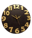 Earth 3D Number Wall Clock - Black & Gold