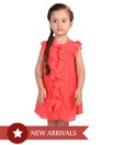Nauti Nati Red Chiffon Ruffle Dress For Kids