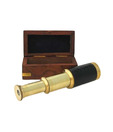 6 Handheld Brass Telescope with Wooden Box - Pirate Navigation