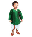 DotnDitto Classy Green & White Angrakha Dhoti-Kurta For Kids