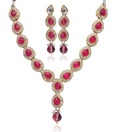 Adhira Tear Drop Pink Stone Necklace Set