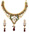 Adhira Stunning Ethnic Golden Plated Necklace Set