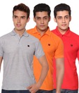 Rudham Grey, Orange & Red Pack of 3 Polo T-Shirts