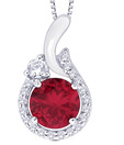 Peora Mesmerising Sterling Silver Red CZ Drop Pendant
