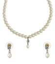 Oleva Square Pearl Drop Necklace Set