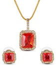 Oleva CZ Studded Orange Pendant Set