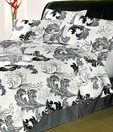 Sleepwell White & Grey Double Bed Sheet