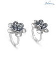 Johareez Oxidized Sterling Silver Floral Toe Rings