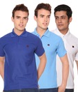 Rudham Royal Blue, Sky Blue & White Pack of 3 Polo T-Shirts