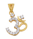 Sincere OM Gold & Swarovski Zircon Pendant