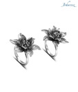 Johareez Sterling Silver Floral Oxidized Toe Rings