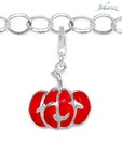 Johareez Sterling Silver Red Enamel Charm Bracelet