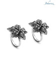 Johareez Elegant Oxidized Sterling Silver Flower Shape Toe Rings