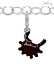 Johareez Sterling Silver Brown Enamel Charm Bracelet