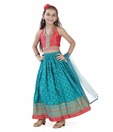 Twisha Aqua Blue & Pink Ghagra Choli With Free Gulal