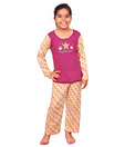 Chicita Dark Pink & Beige Printed Nigh suit
