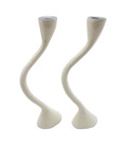 Golmaalshop White Candle Holder Set - 2 Pcs