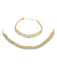 Adhira Pair of String Sky Blue & Golden Payals