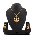 Utsavi Classy Floral Motif Kundan Pendant Set