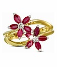 Sanskruti Ruby Flower Sterling Silver Ring