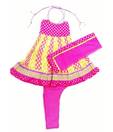 DotnDitto Fuchsia Pink Anarkali Panel Suit For Kids