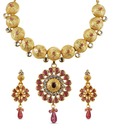 Adhira Golden Shimmer & Floral Emphasis Necklace Set