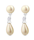 Peora CZ Studded Pear Pearl Drop Earrings