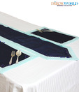 Dekor World Dark Blue Table Runner With Place Mats - 3 Pieces