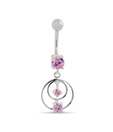 Revlis Silver & Pink CZ  Dual Circle Belly Stud