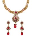 Shopperz Ville Flora Inspired Red Drop Necklace Set