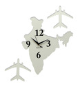 Panache White India Map With Planes Wall Clock