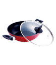 Bergner Sturdy Red Kadai With Lid