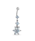 Revlis Silver & CZ Studded Floral Tip Belly Stud