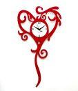 Panache Red Long Heart With Long Tail Wall Clock