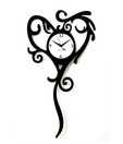 Panache Black Long Heart With Long Tail Wall Clock