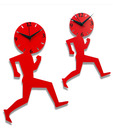 Panache Twin Running Man Red Wall Clock