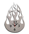 Panache Trendy Silver Flame Design Wall Clock