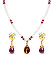 Shopperz Ville Red Drop Pearl Necklace Set