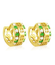 Jpearls Green Stone & CZ Studded Designer Hoops