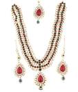 Kriaa Glitzy Teardrop Four String CZ Necklace Set with Maang Tika