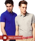 Loveusale Grey-Royal Pack of 2 Polo T Shirts