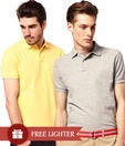 Loveusale Grey-Yellow Pack of 2 Polo T Shirts