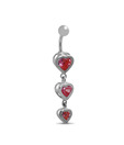 Revlis Three Heart Pink CZ Silver Belly Stud