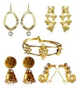Kshitiz Jewels Golden Fantasy Four Earrings & Bracelet Combo