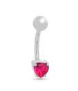 Revlis Magenta CZ Heart Silver Belly Stud