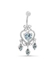Revlis Blue CZ Lavish Heart Silver Belly Stud
