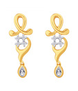 G Divas Diamond Studded Curvy 18 Kt Yellow Gold Earrings