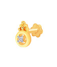 G Divas Diamond Studded Circular Design 18Kt Yellow Gold Nosepin