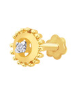 G Divas Single Diamond Studded Circular 18Kt Yellow Gold Nosepin