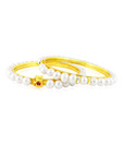 Jpearls Dazzling Red Stone & Pearls Bangles - Set Of 2